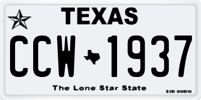 TX license plate CCW1937
