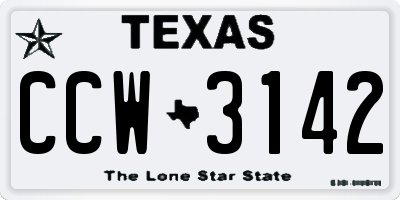 TX license plate CCW3142