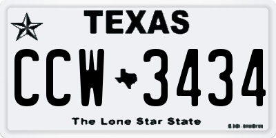 TX license plate CCW3434
