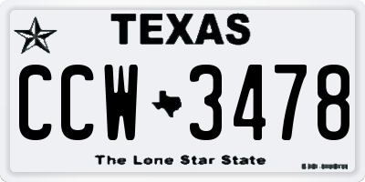 TX license plate CCW3478