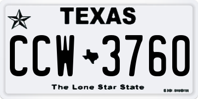 TX license plate CCW3760