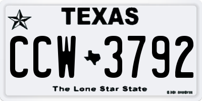 TX license plate CCW3792
