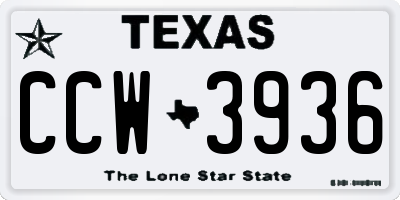 TX license plate CCW3936