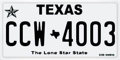 TX license plate CCW4003
