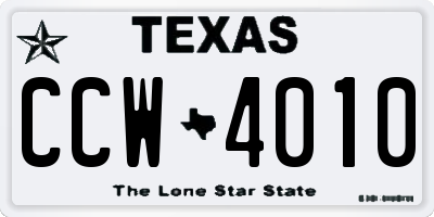 TX license plate CCW4010