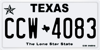 TX license plate CCW4083