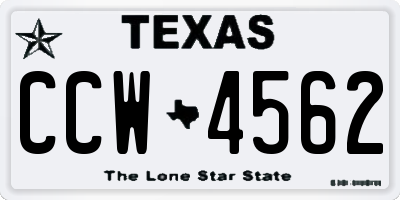 TX license plate CCW4562