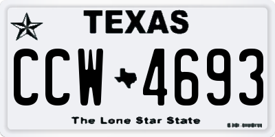 TX license plate CCW4693