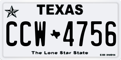 TX license plate CCW4756