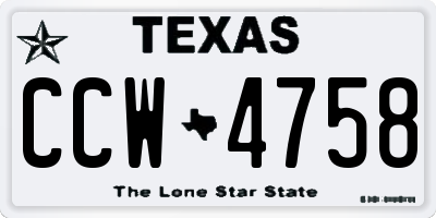 TX license plate CCW4758