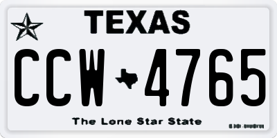 TX license plate CCW4765
