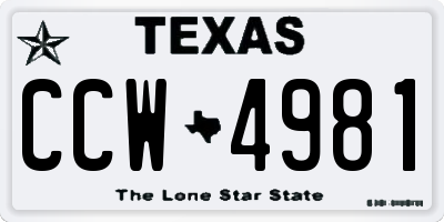 TX license plate CCW4981