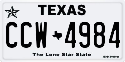TX license plate CCW4984