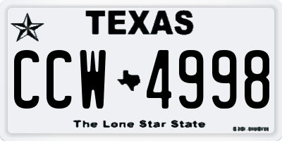 TX license plate CCW4998