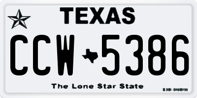 TX license plate CCW5386