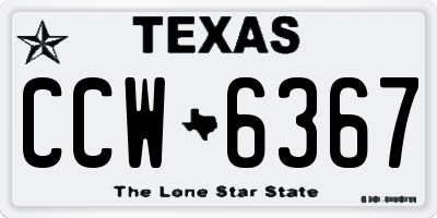 TX license plate CCW6367