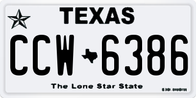 TX license plate CCW6386