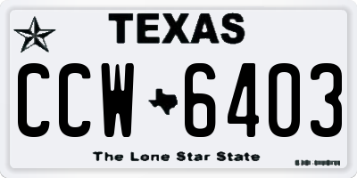 TX license plate CCW6403