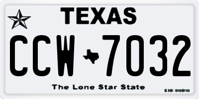 TX license plate CCW7032