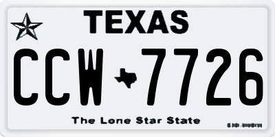 TX license plate CCW7726