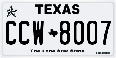 TX license plate CCW8007