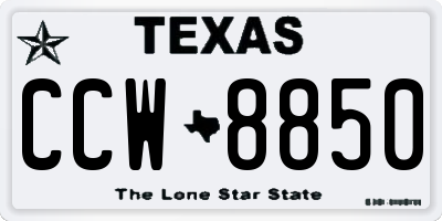 TX license plate CCW8850