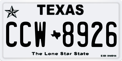 TX license plate CCW8926