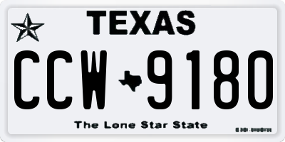 TX license plate CCW9180