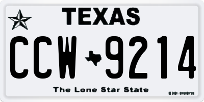 TX license plate CCW9214