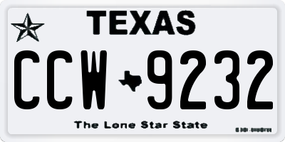 TX license plate CCW9232