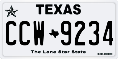 TX license plate CCW9234