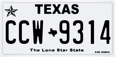 TX license plate CCW9314