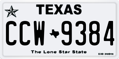 TX license plate CCW9384