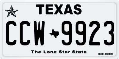 TX license plate CCW9923