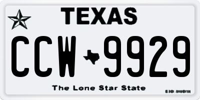 TX license plate CCW9929