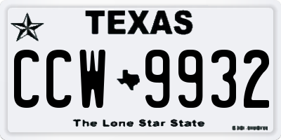 TX license plate CCW9932