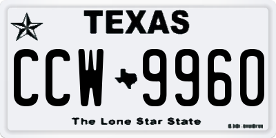 TX license plate CCW9960