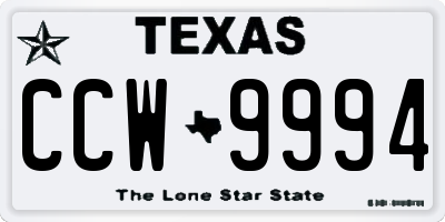 TX license plate CCW9994