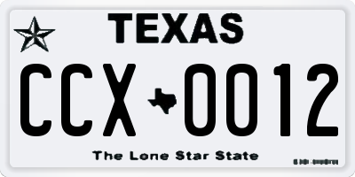 TX license plate CCX0012