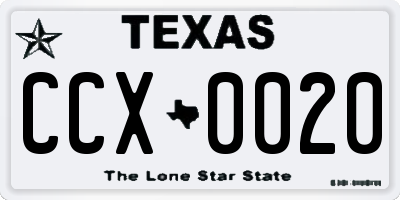 TX license plate CCX0020