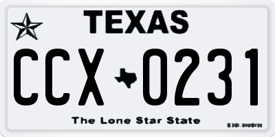 TX license plate CCX0231