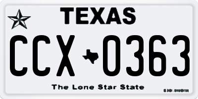 TX license plate CCX0363