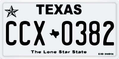 TX license plate CCX0382
