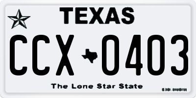TX license plate CCX0403