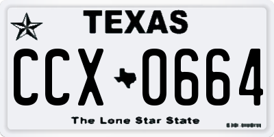 TX license plate CCX0664