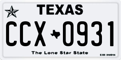TX license plate CCX0931
