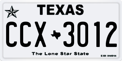 TX license plate CCX3012