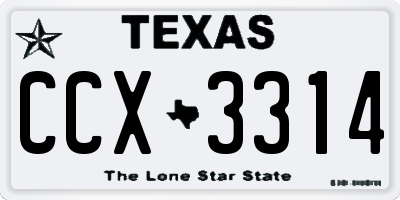 TX license plate CCX3314