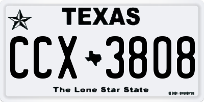 TX license plate CCX3808