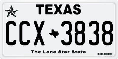 TX license plate CCX3838